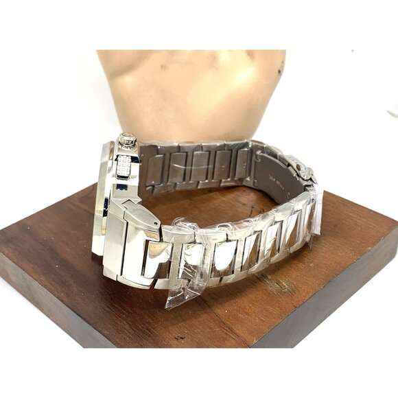 JBW Men's Watch JB-6101-M Saxon Swiss Quartz Diamond Blue Dial Silver Steel 48mm - Picture 9 of 14